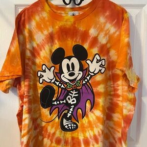 Disney Halloween 2024 Mickey Skeleton Orange Tie Dye Shirt 1x